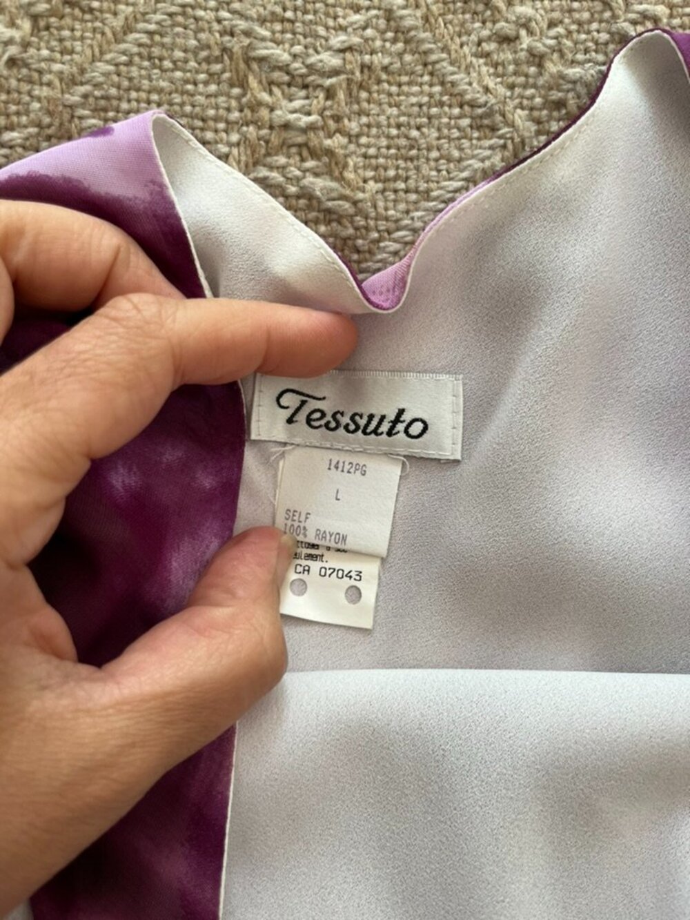 Tessuto Purple Watercolor Rose Maxi Dress 100% Rayon Satin Sleeveless Size L - Picture 8 of 8
